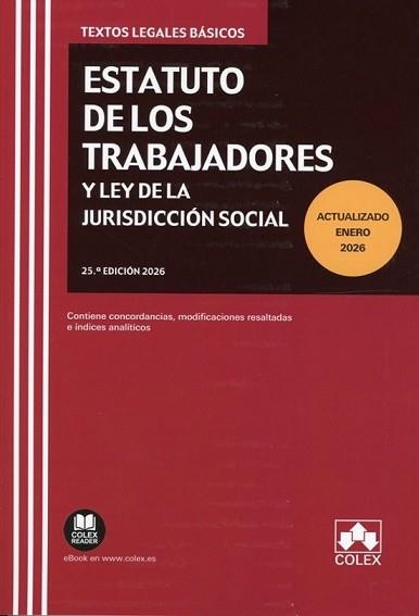 ESTATUTO DE LOS TRABAJADORES Y LEY DE LA JURISDICCIÓN SOCIAL(25ª EDICIÓN 2026) | 9791370115548 | Llibreria Geli - Llibreria Online de Girona - Comprar llibres en català i castellà