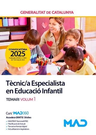 TÈCNIC/A ESPECIALISTA EN EDUCACIÓ INFANTIL GENERALITAT DE CATALUNYA(TEMARI-1.EDICIÓ 2025) | 9788414296066 | Llibreria Geli - Llibreria Online de Girona - Comprar llibres en català i castellà