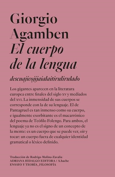 EL CUERPO DE LA LENGUA | 9788419208965 | AGAMBEN,GIORGIO | Llibreria Geli - Llibreria Online de Girona - Comprar llibres en català i castellà