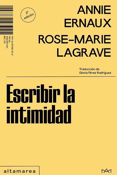 ESCRIBIR LA INTIMIDAD | 9791387938390 | ERNAUX, ANNIE/LAGRAVE, ROSE-MARIE | Libreria Geli - Librería Online de Girona - Comprar libros en catalán y castellano