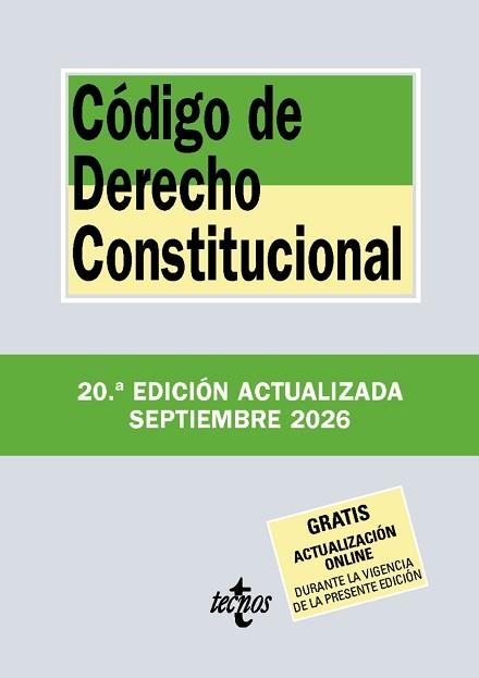 CÓDIGO DE DERECHO CONSTITUCIONAL(20ª EDICIÓN 2026) | 9788430994472 | Llibreria Geli - Llibreria Online de Girona - Comprar llibres en català i castellà
