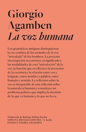 LA VOZ HUMANA | 9791399191141 | AGAMBEN, GIORGIO | Libreria Geli - Librería Online de Girona - Comprar libros en catalán y castellano